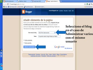 Selecciono el blog en el caso de Administrar varios con el mismousuario