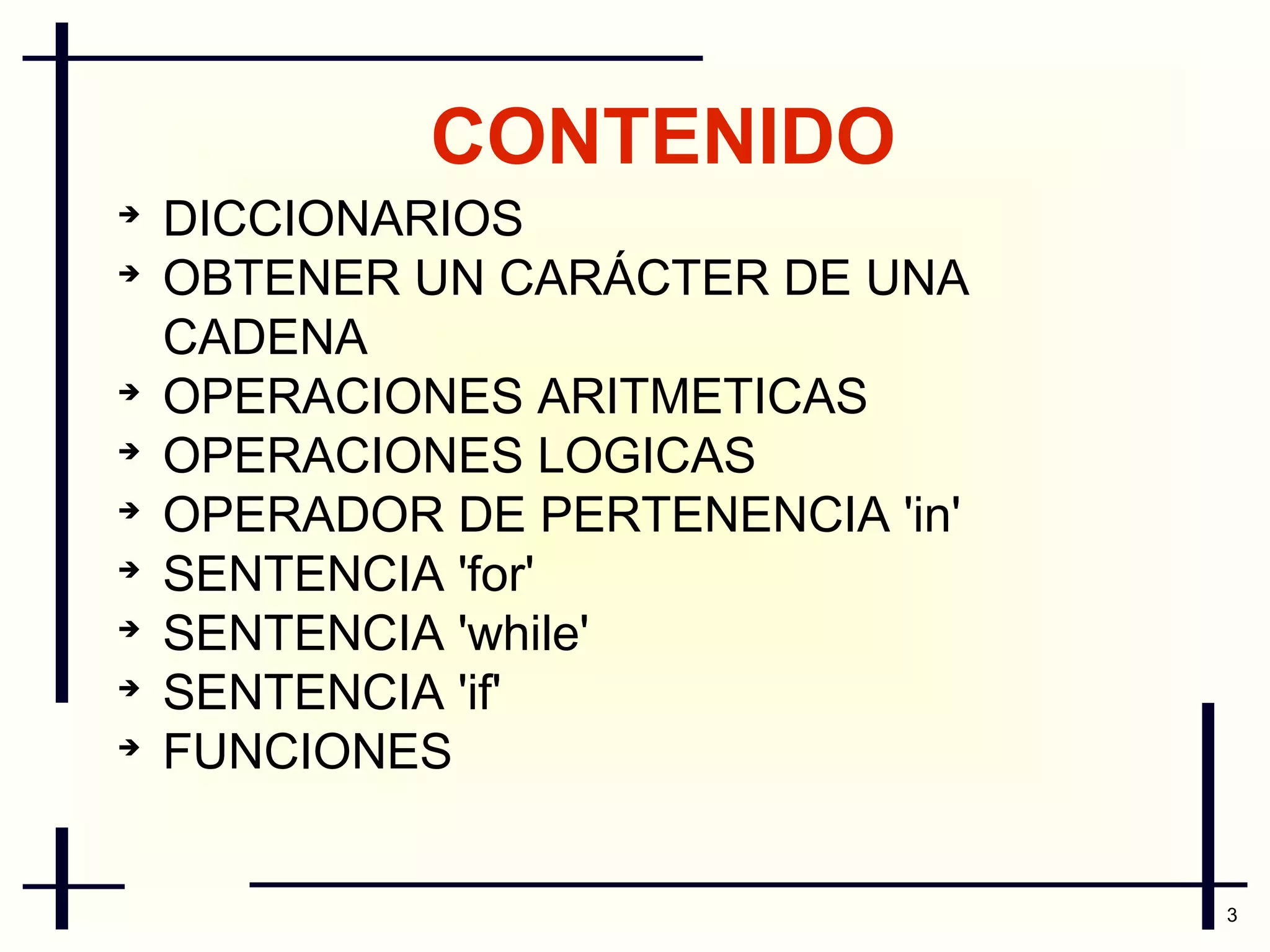 CONTENIDO
ARREGLOS (Operaciones básicas: producto
punto)
●
ARREGLOS (Operaciones básicas: producto
interno)
●
ARREGLOS (Operaciones básicas: producto
externo)
●
ARREGLOS (Operaciones avanzadas)
●
ARREGLOS (Operaciones con Archivos)
●

3

 