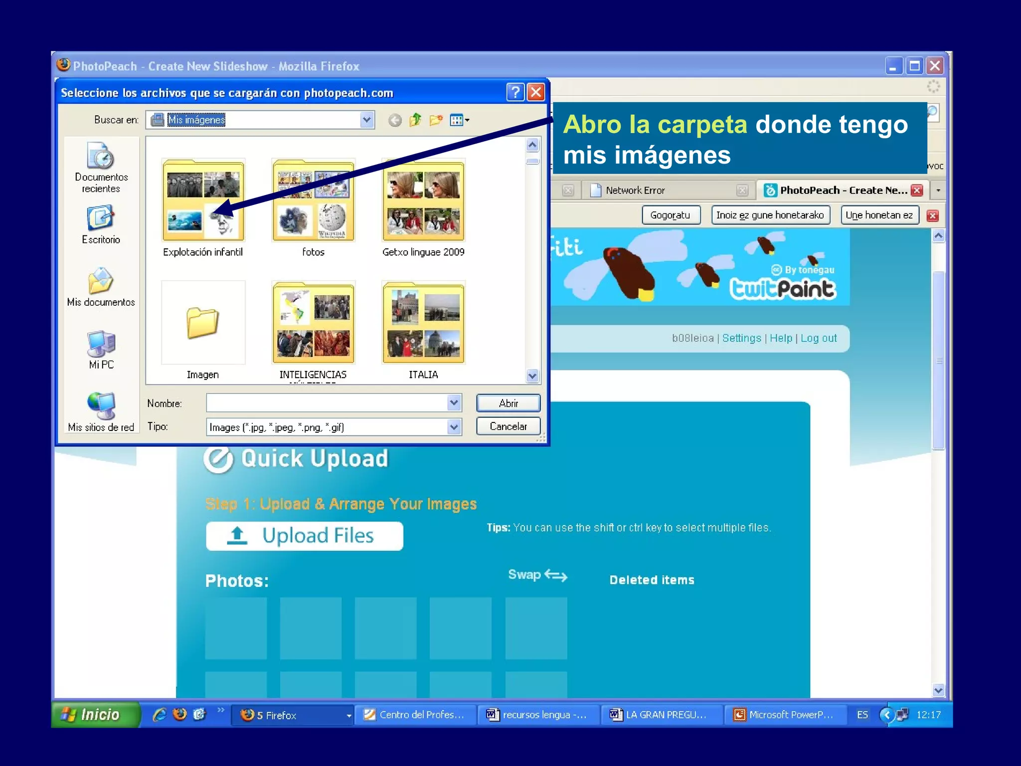 Abro la carpeta donde tengo
mis imágenes
 