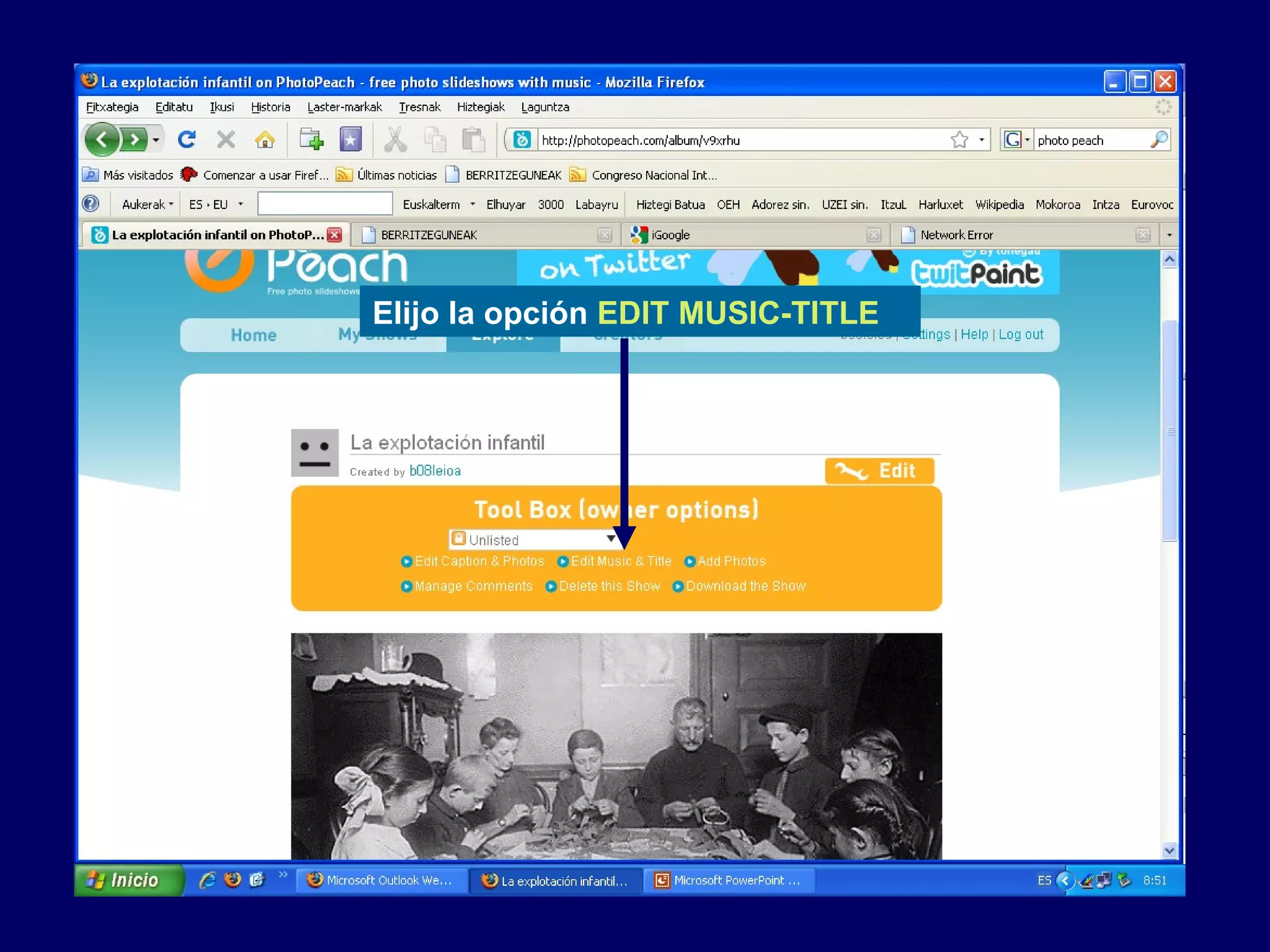 Elijo la opción EDIT MUSIC-TITLE
 