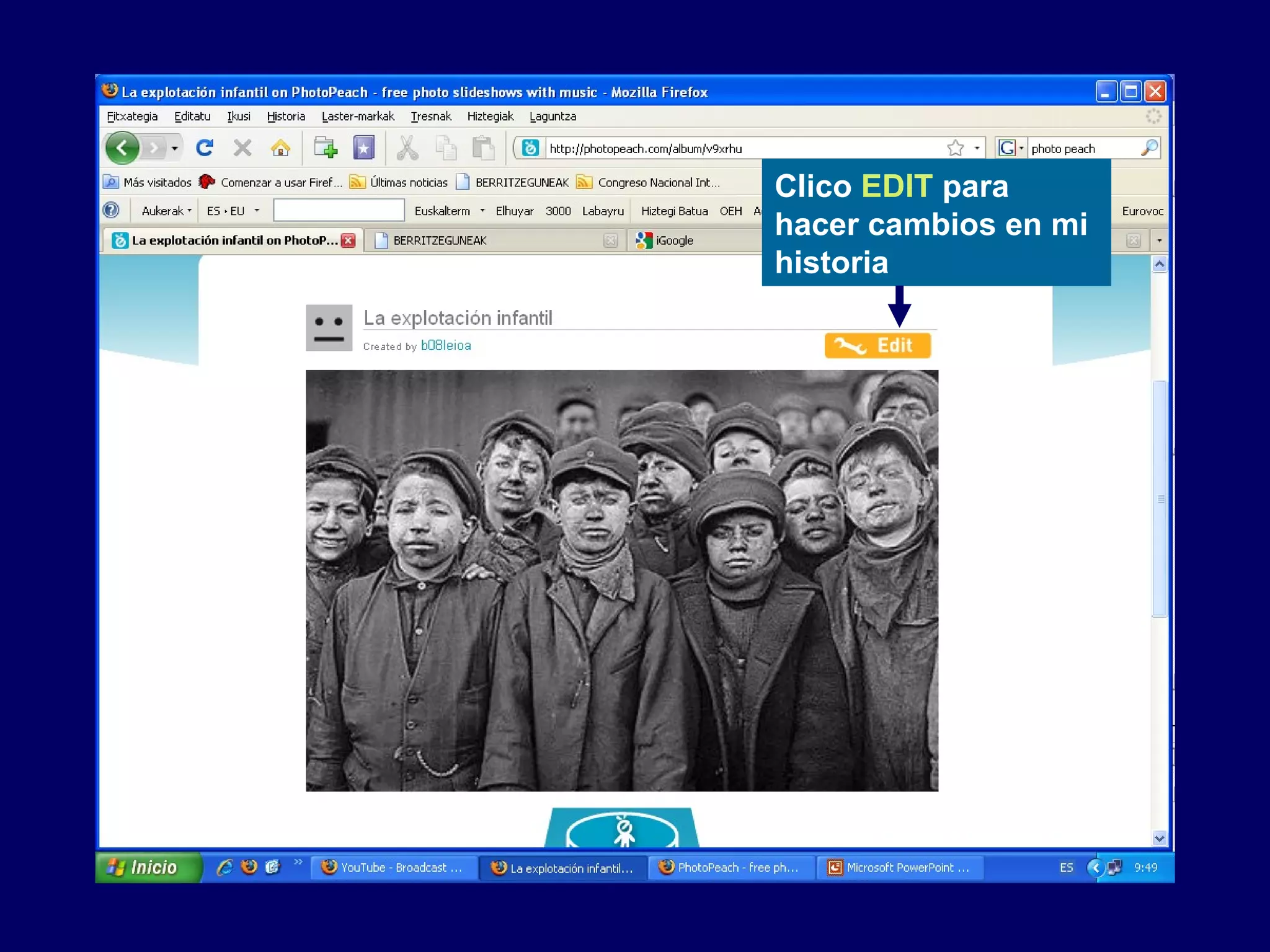 Clico EDIT para
hacer cambios en mi
historia
 