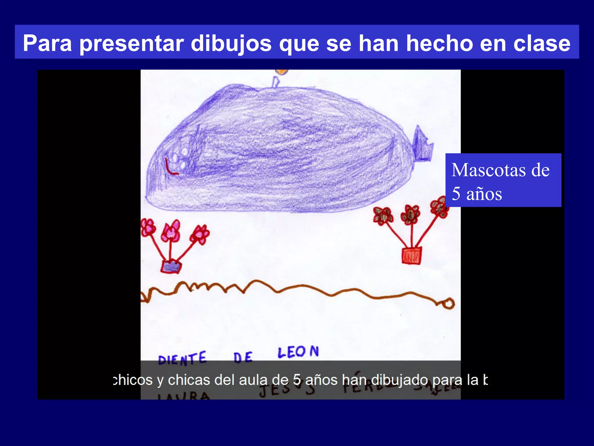 Para presentar dibujos que se han hecho en clase
Mascotas de
5 años
 