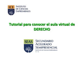 Tutorial para conocer el aula virtual deTutorial para conocer el aula virtual de
DERECHODERECHO
 