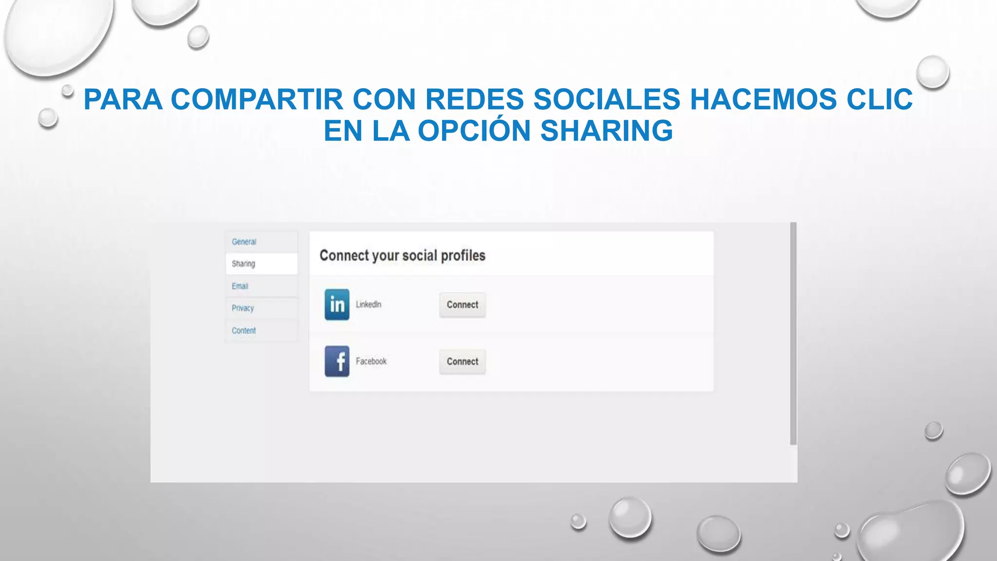 PARA COMPARTIR CON REDES SOCIALES HACEMOS CLIC
EN LA OPCIÓN SHARING
 