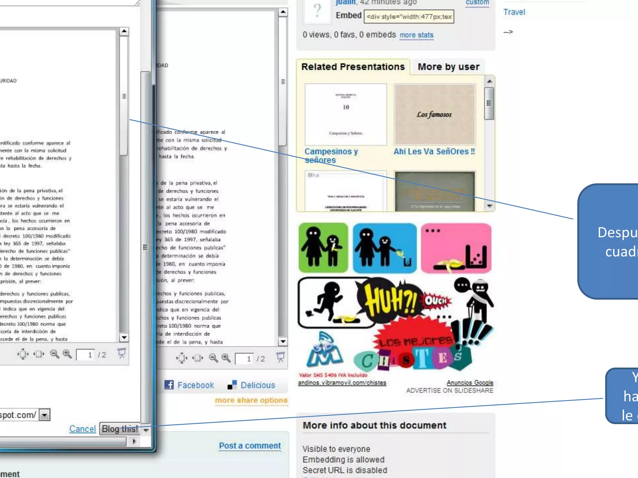 Después nos sale un cuadro como este Y después de habernos salido  le dan  blog  this 