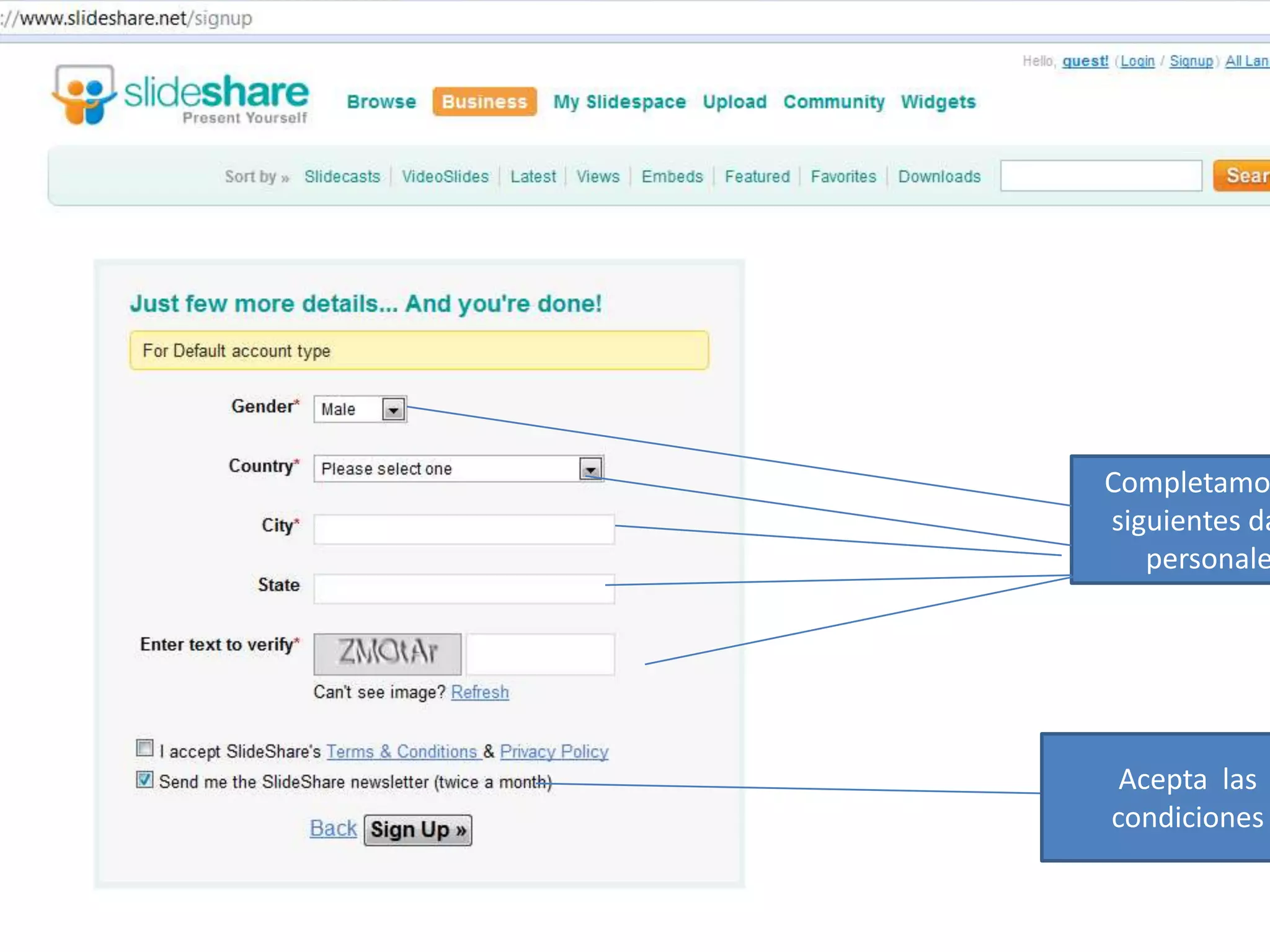 Completamos los siguientes datos personalesAcepta  las condiciones 