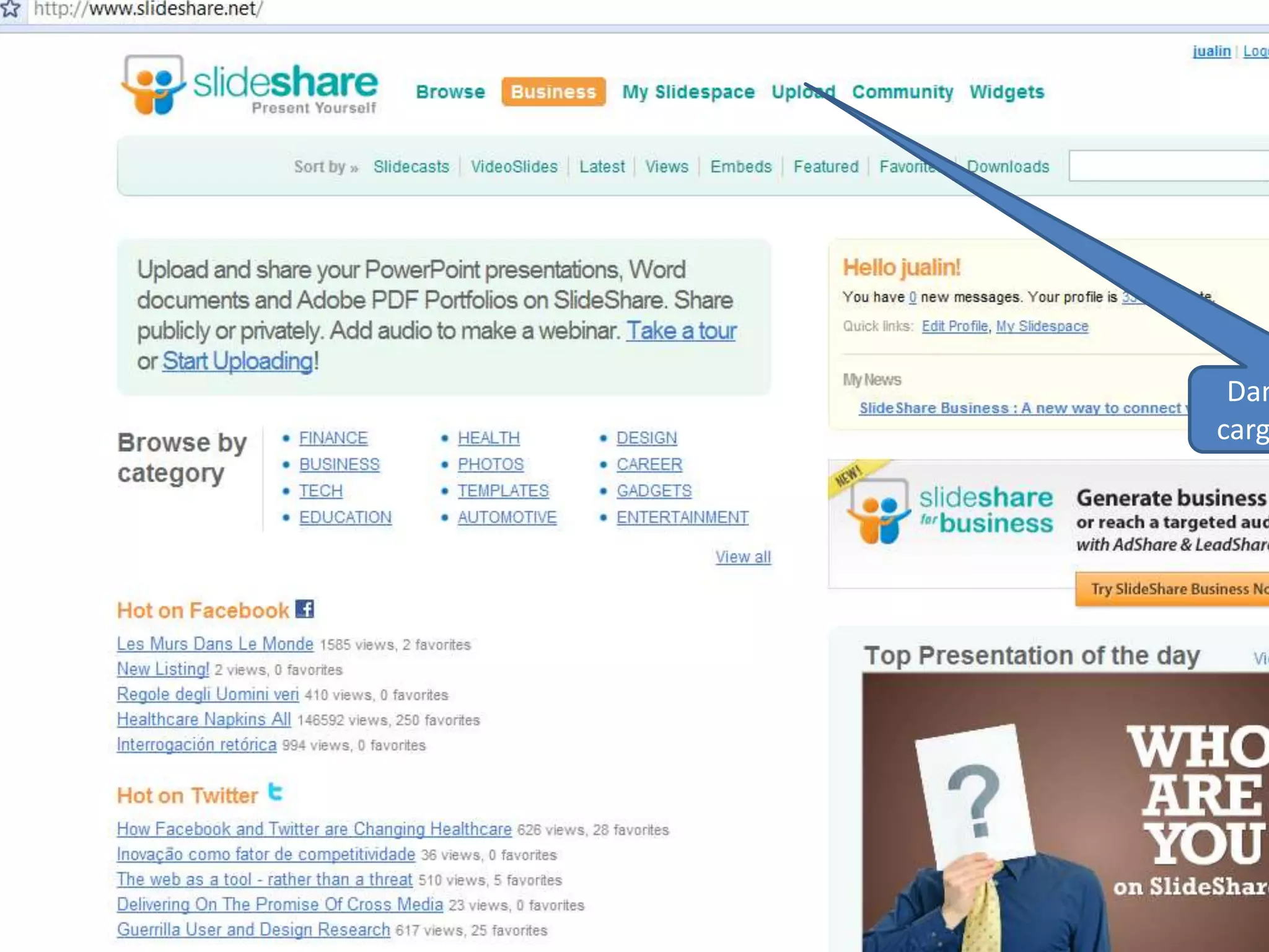 Damos apload   para cargar la presentación 