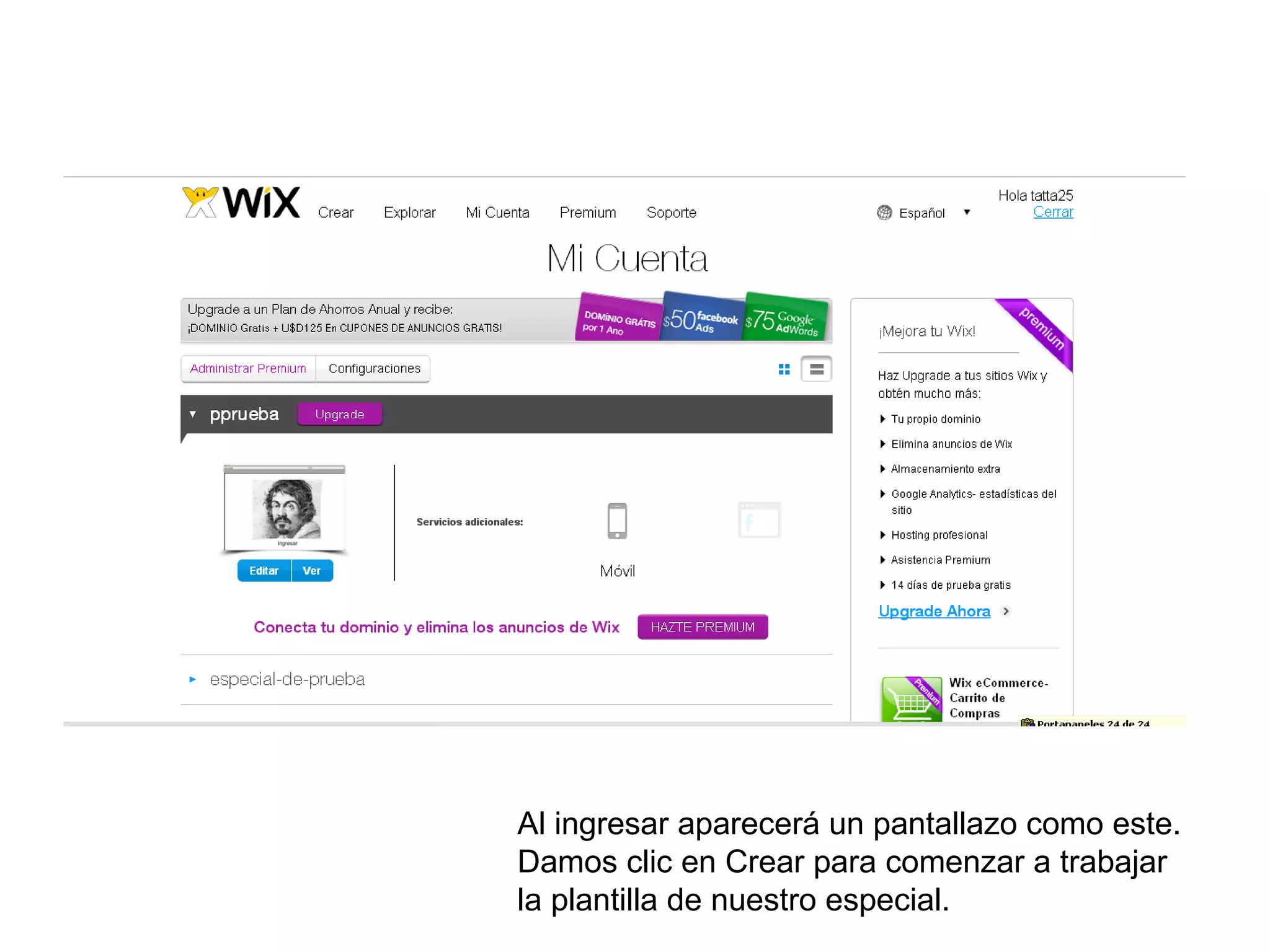 Al ingresar aparecerá un pantallazo como este.
Damos clic en Crear para comenzar a trabajar
la plantilla de nuestro especial.
 