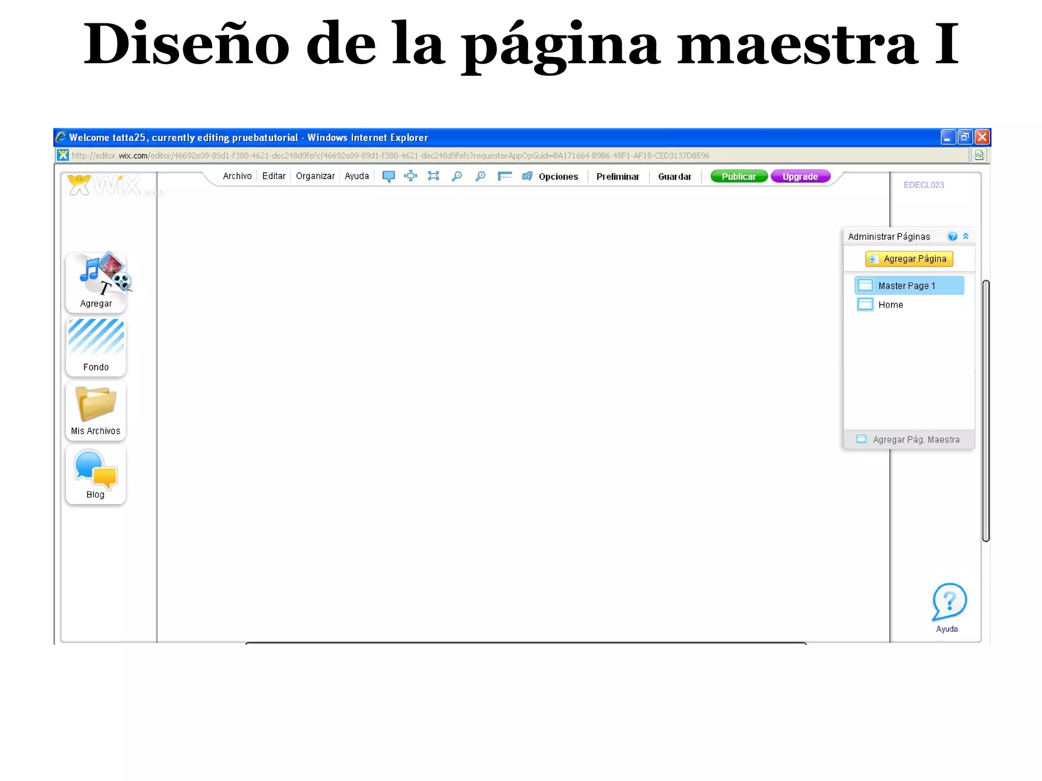 Diseño de la página maestra I
 
