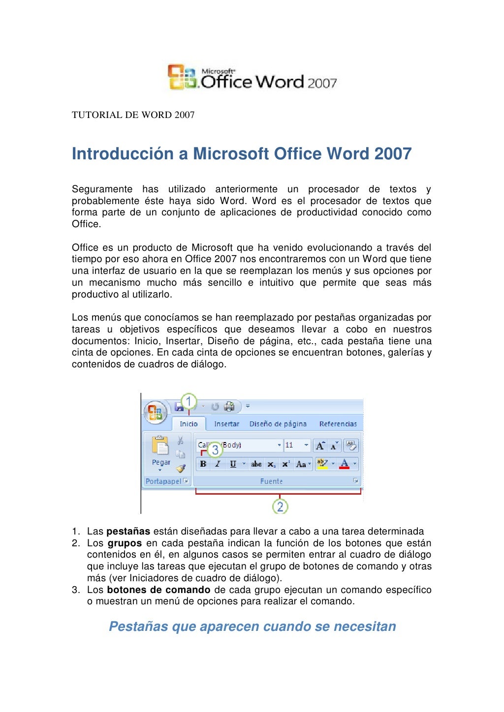 TUTORIAL DE WORD 2007