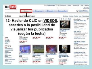 12- Haciendo CLIC en VIDEOS,
accedes a la posibilidad de
visualizar los publicados
(según la fecha)
 
