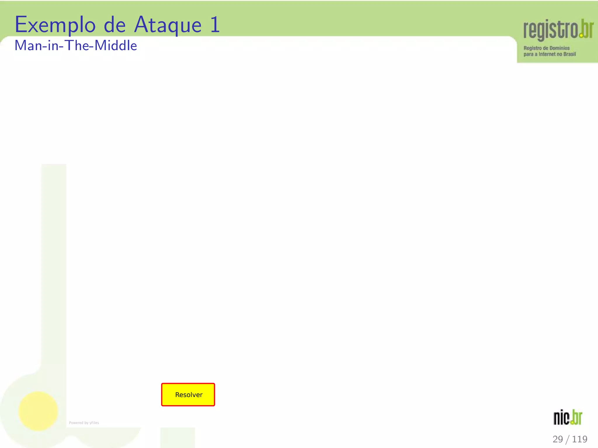 Exemplo de Ataque 1
Man-in-The-Middle
Resolver
29 / 119
 