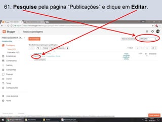 61. Pesquise pela página “Publicações” e clique em Editar.
 