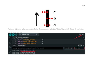 33 / 98
As shown in (b) above, the value obtained when the sensor on the left side of the tracking module detects the black line:
 