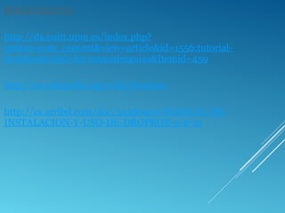 BIBLIOGRAFIA
http://da.euitt.upm.es/index.php?
option=com_content&view=article&id=1556:tutorial-
dropbox&catid=82:manualesguias&Itemid=459
http://es.wikipedia.org/wiki/Dropbox
http://es.scribd.com/doc/34560900/MANUAL-DE-
INSTALACION-Y-USO-DE-DROPBOX-0-8-21
 