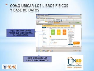 *
AQUÍ, UBICAMOS LIBROS
FISICOS QUE SE ENCUENTRA
EN LA BIBLIOTECA
AQUÍ UBICAMOS LOS
LIBROS ELECTRONICOS