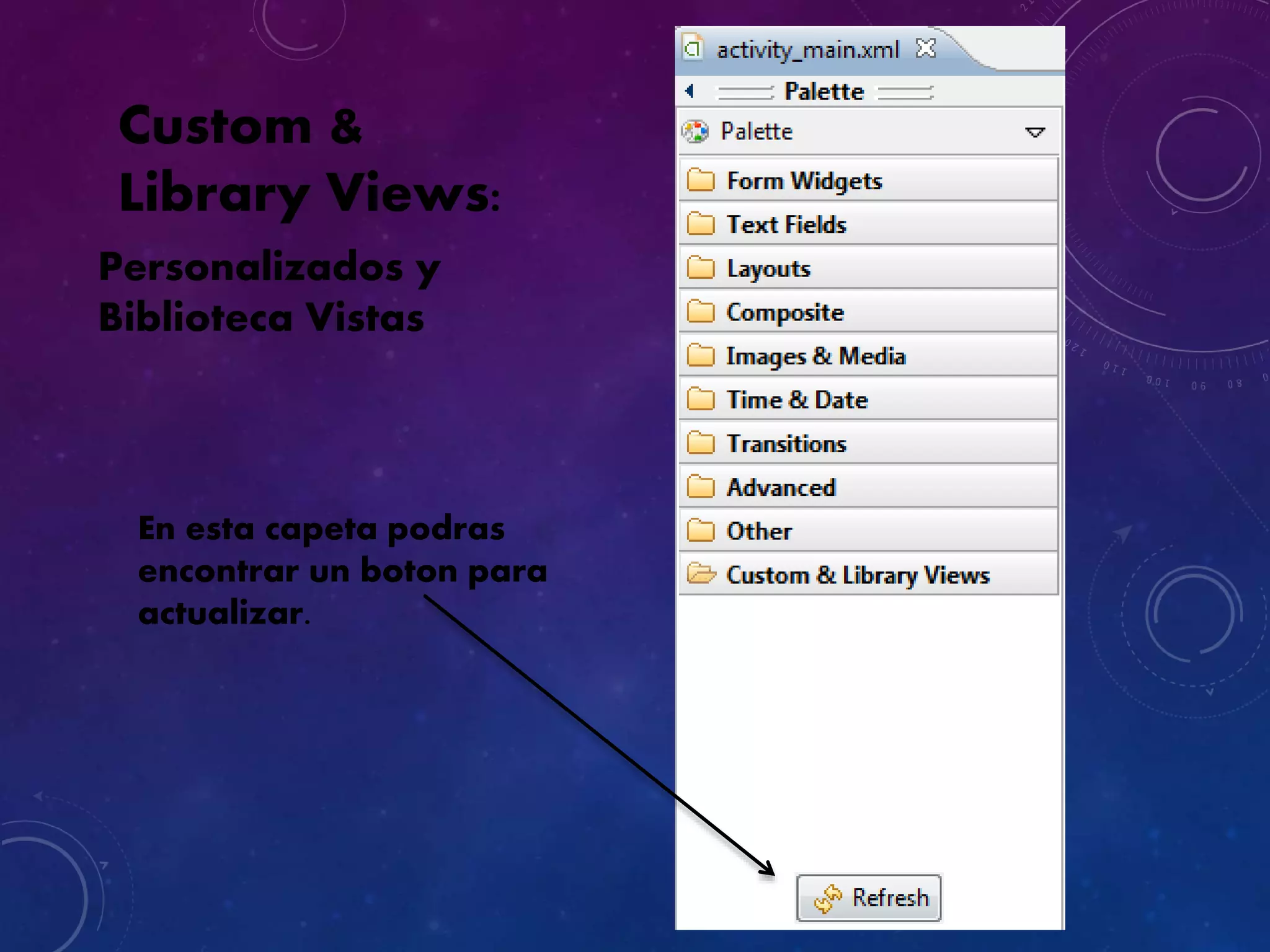 En esta capeta podras
encontrar un boton para
actualizar.
Custom &
Library Views:
Personalizados y
Biblioteca Vistas
 