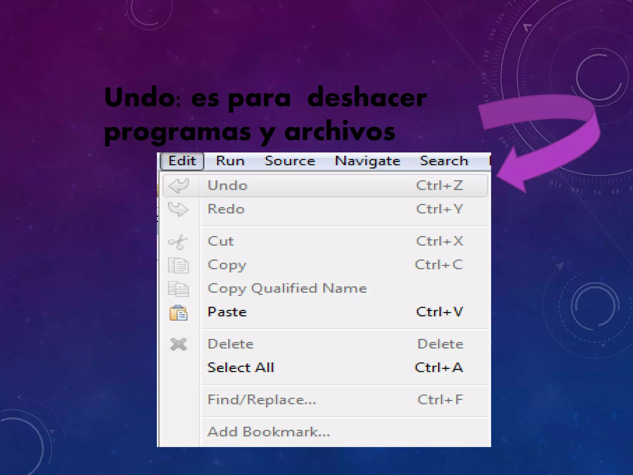 Undo: es para deshacer
programas y archivos
 