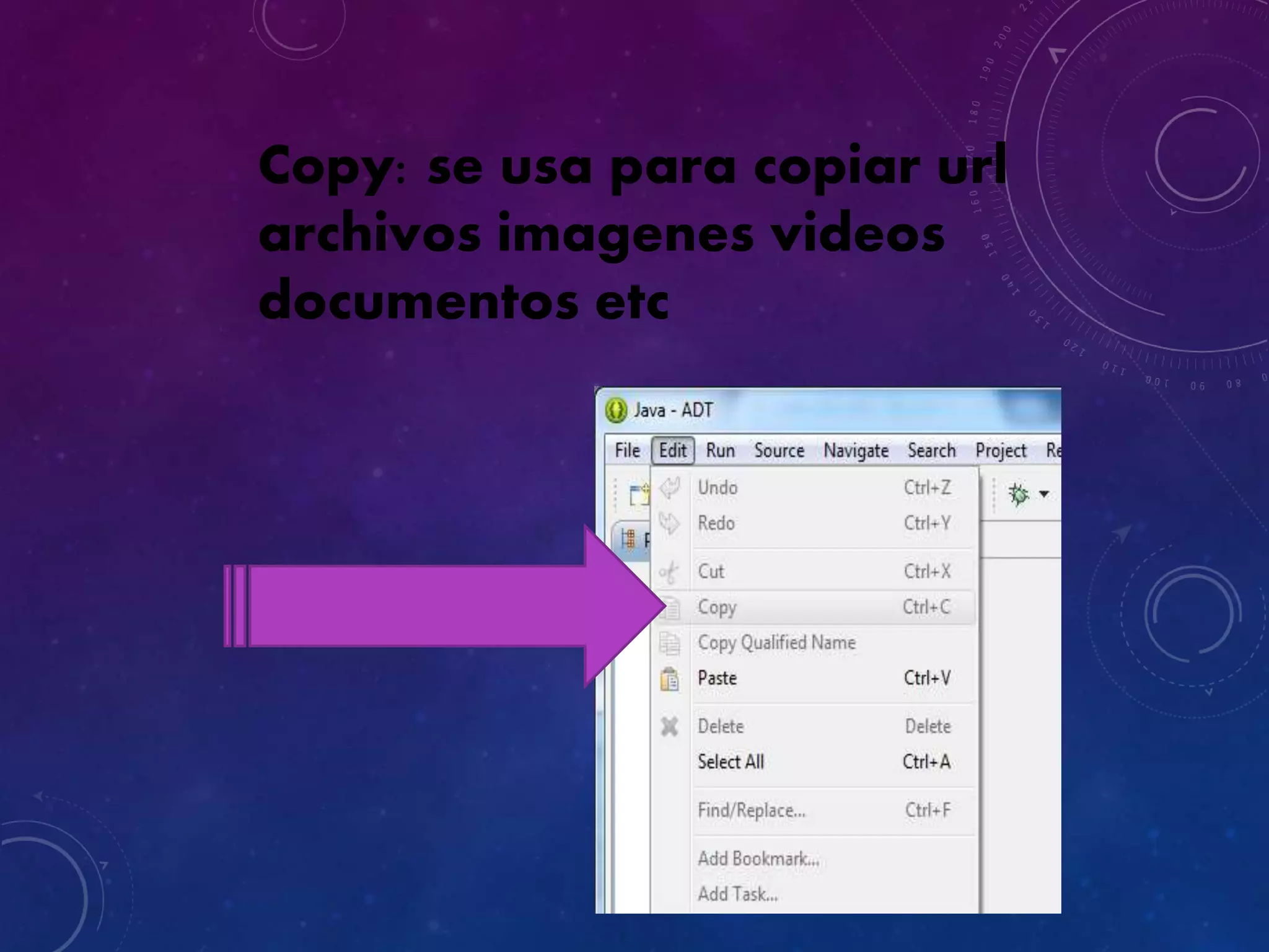 Copy: se usa para copiar url
archivos imagenes videos
documentos etc
 