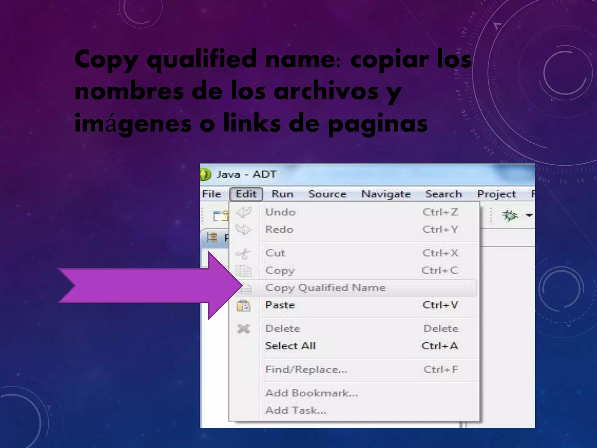 Copy qualified name: copiar los
nombres de los archivos y
imágenes o links de paginas
 