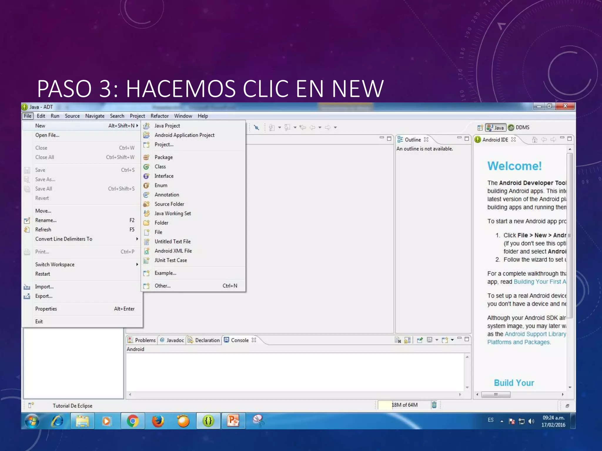 PASO 3: HACEMOS CLIC EN NEW
 