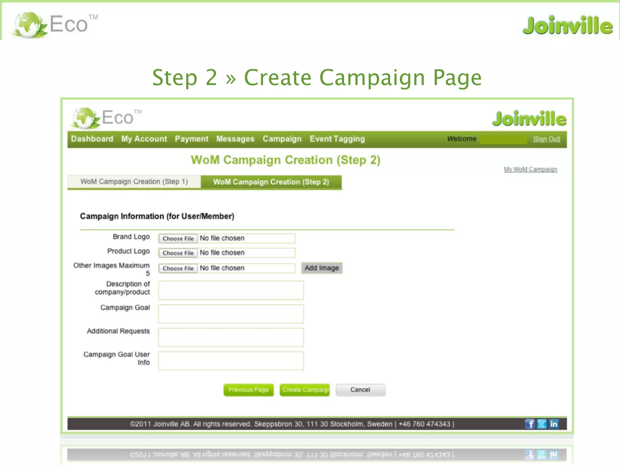 Step 2 » Create Campaign Page
 