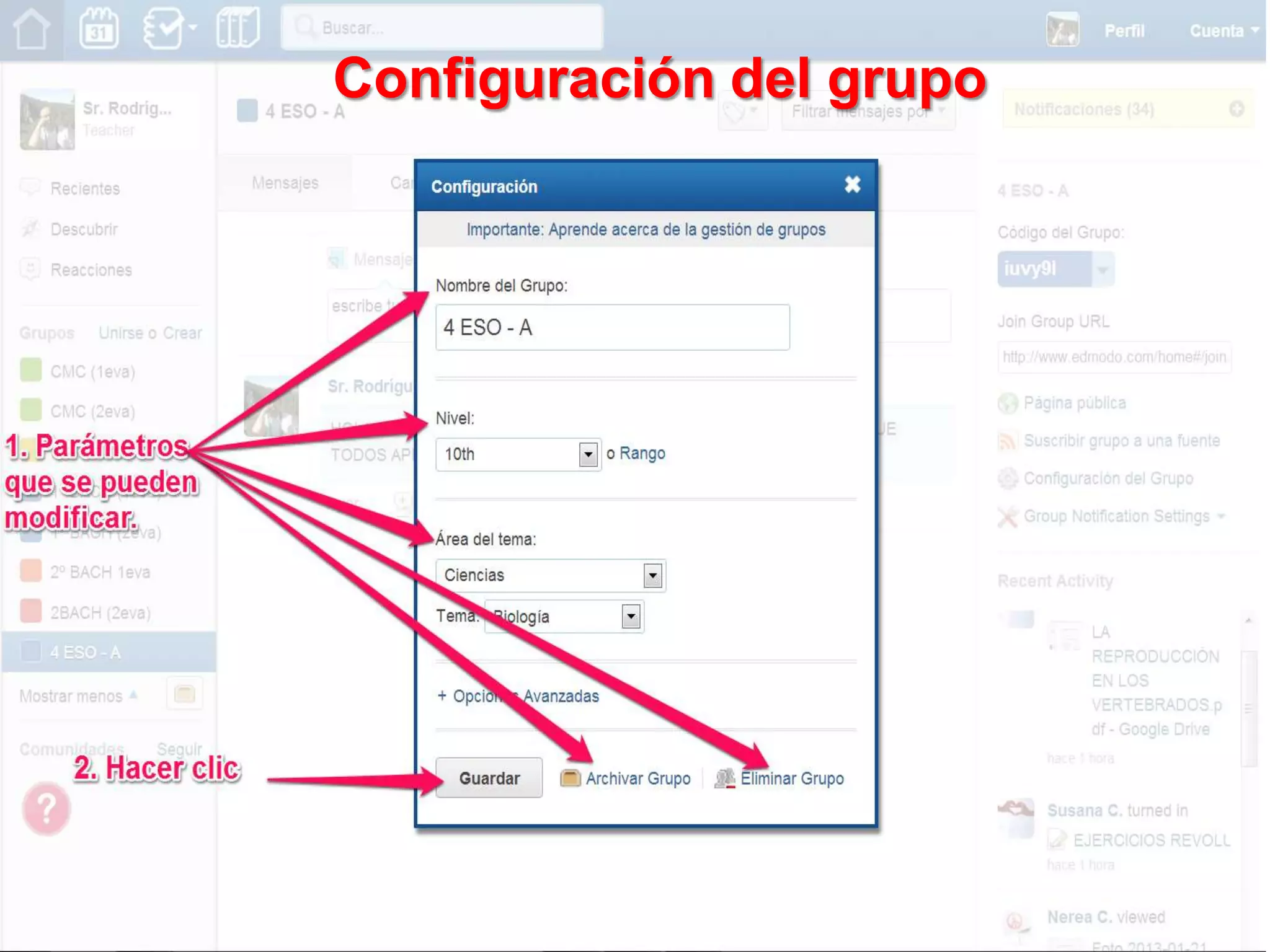 Configuración del grupo
 