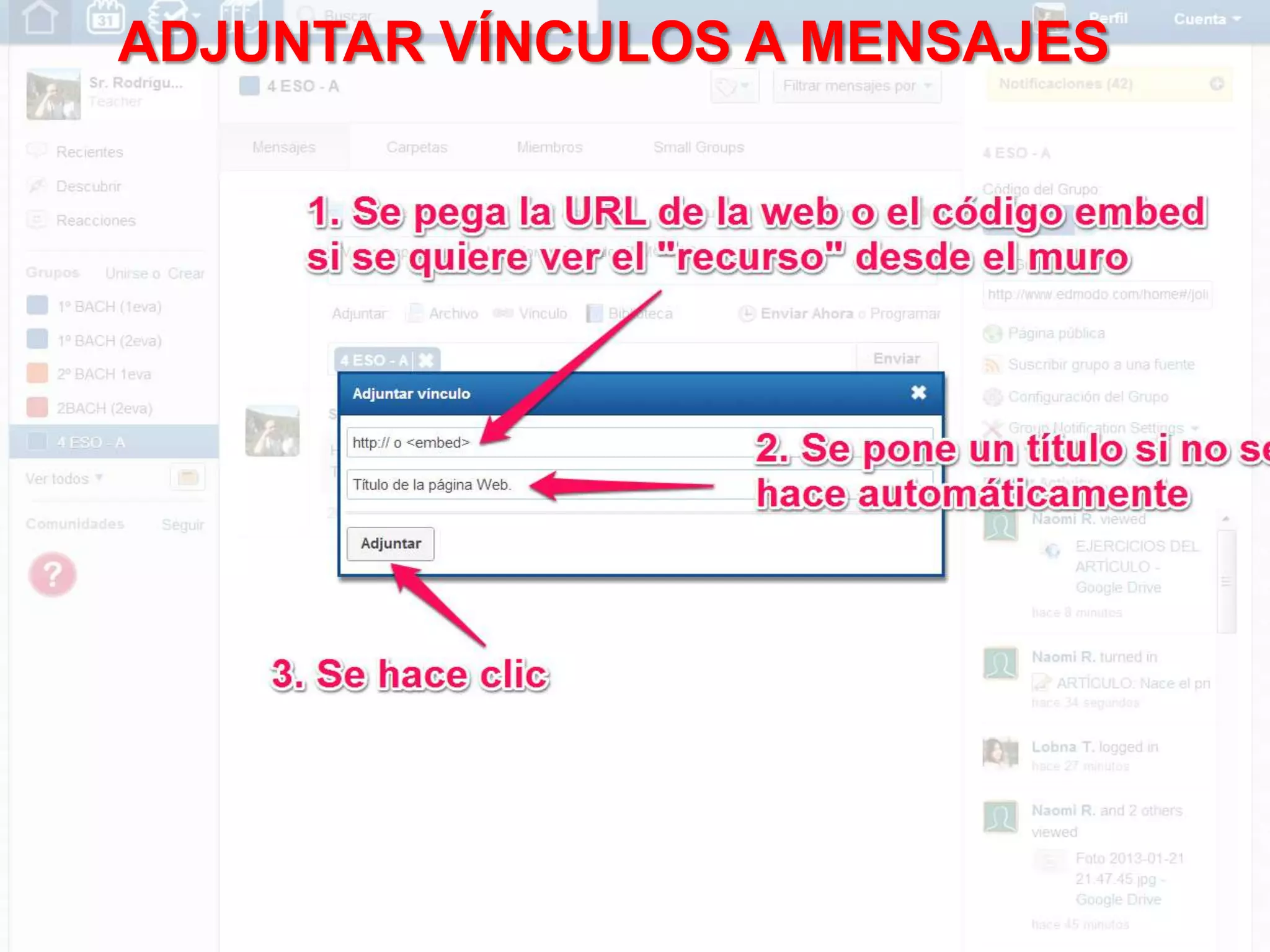 ADJUNTAR VÍNCULOS A MENSAJES
 