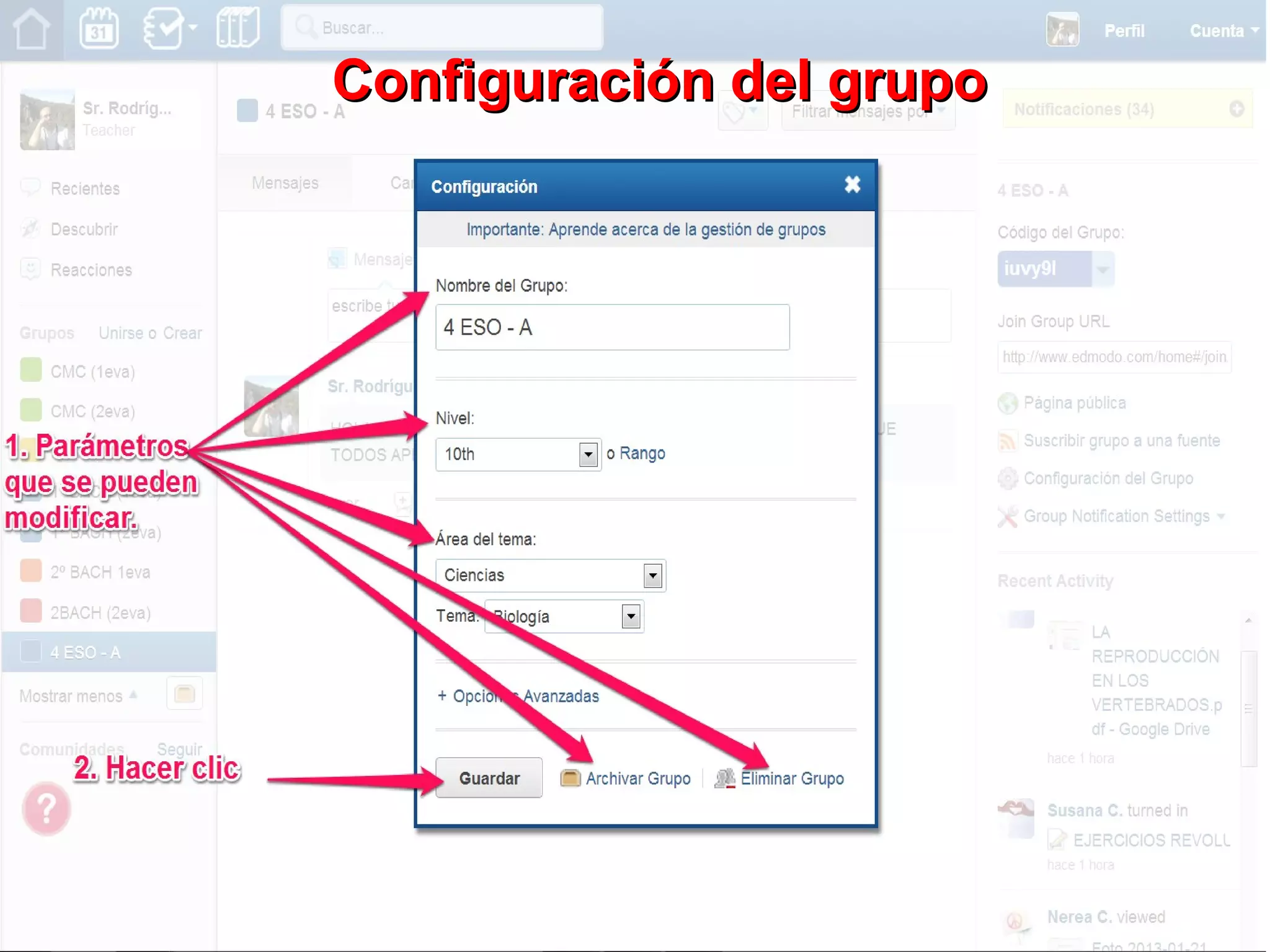Configuración del grupo
 