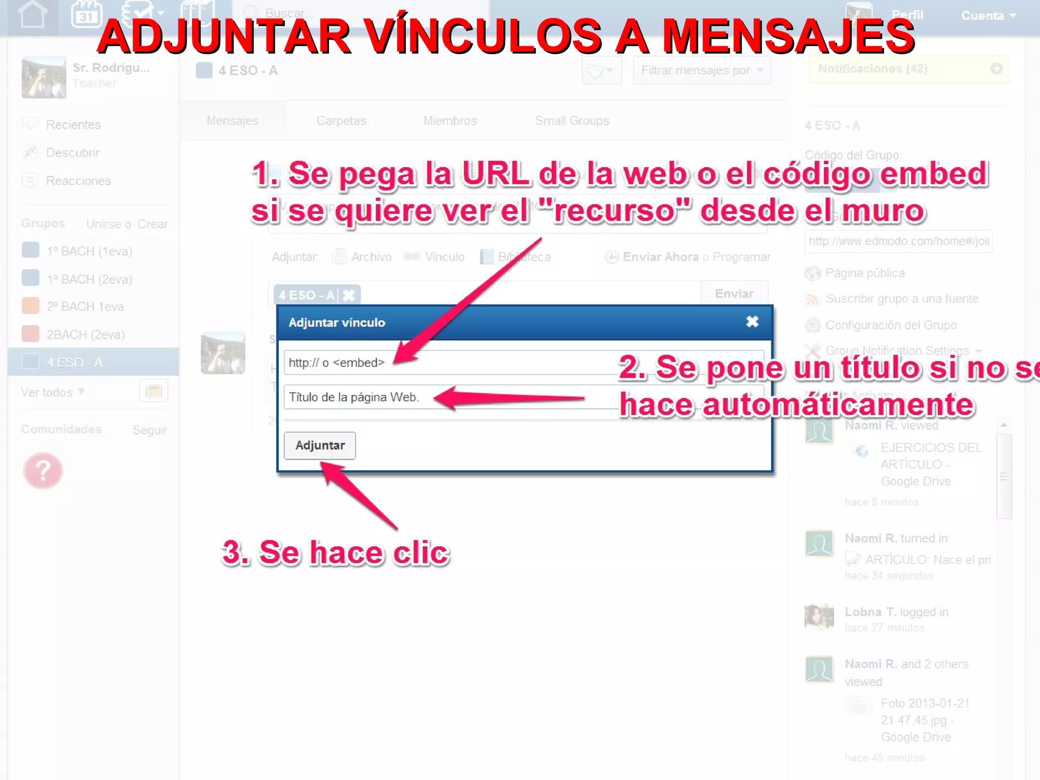 ADJUNTAR VÍNCULOS A MENSAJES
 