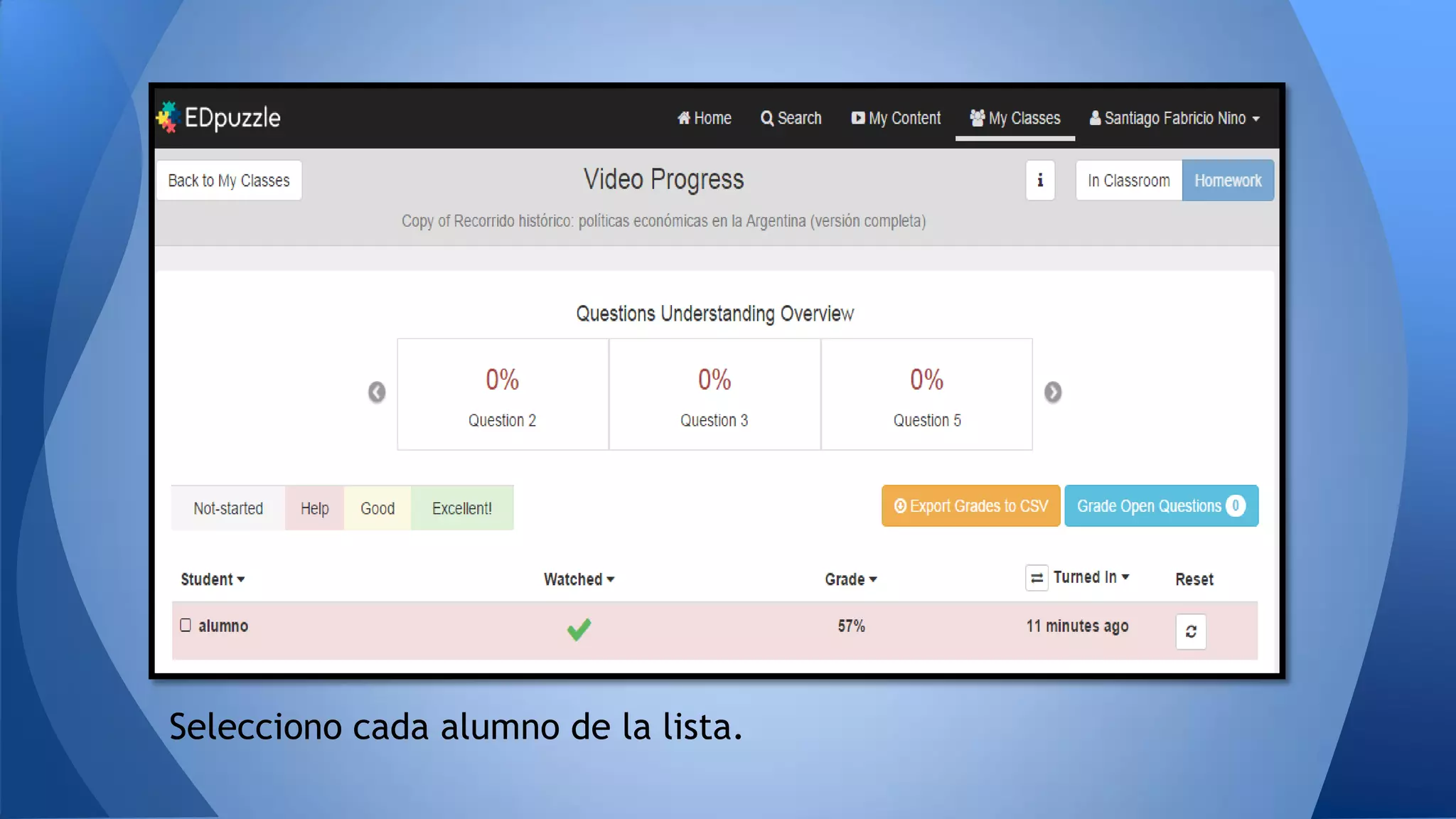 Selecciono cada alumno de la lista.
 