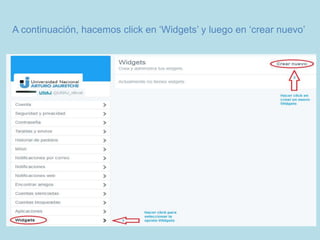 A continuación, hacemos click en ‘Widgets’ y luego en ‘crear nuevo’