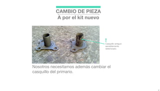 Nosotros necesitamos además cambiar el
casquillo del primario.
Casquillo antiguo
sensiblemente
deteriorado.
!
CAMBIO DE PIEZA
A por el kit nuevo
 