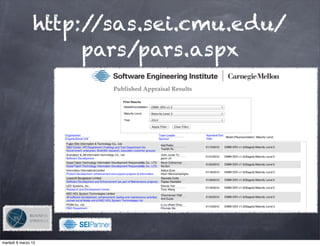 http://sas.sei.cmu.edu/
                     pars/pars.aspx




                       !

martedì 6 marzo 12
 