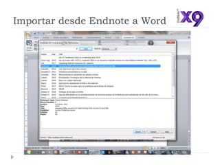 Importar desde Endnote a Word
 