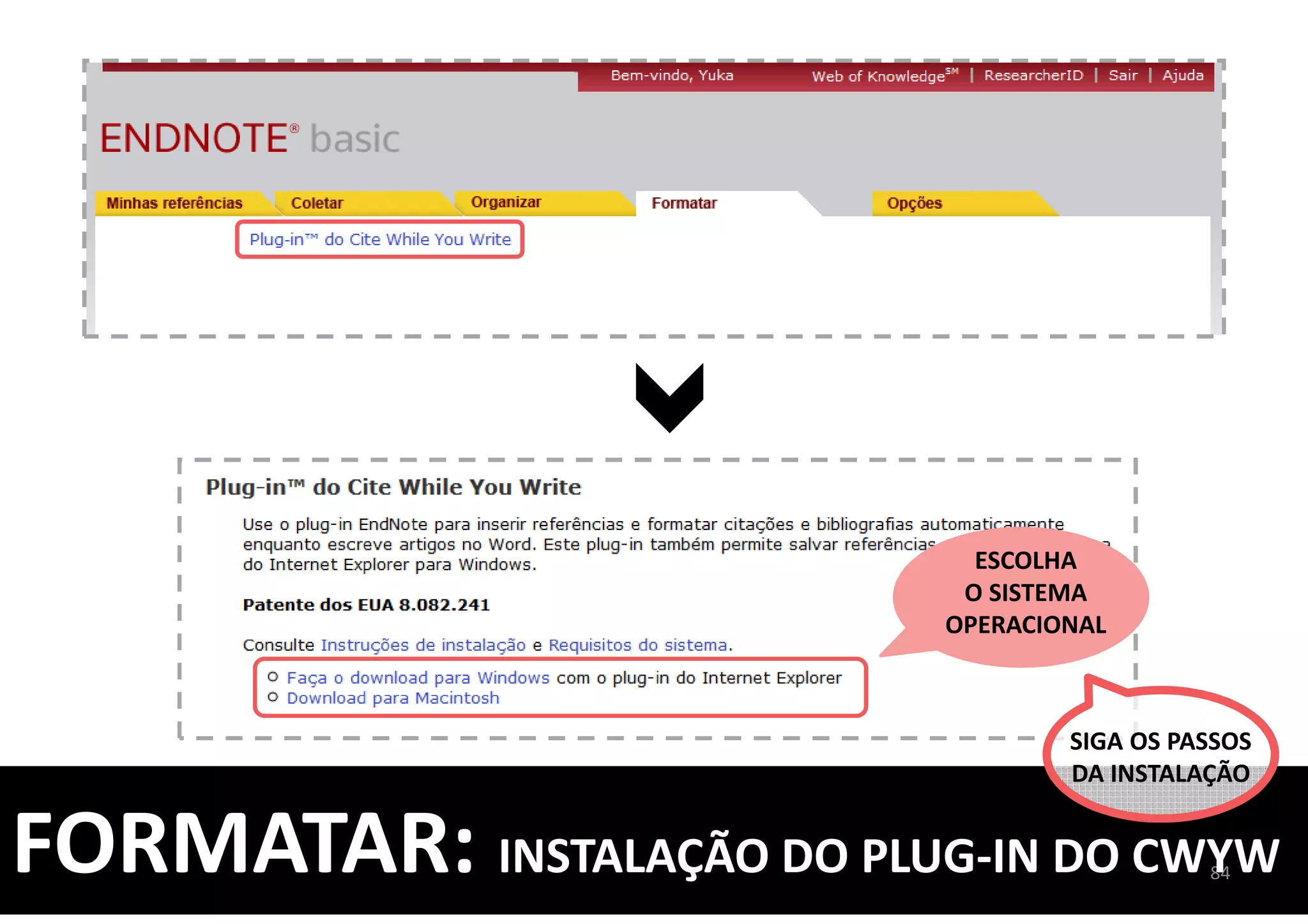 84
ESCOLHA
O SISTEMA
OPERACIONAL
FORMATAR: INSTALAÇÃO DO PLUG-IN DO CWYW
SIGA OS PASSOS
DA INSTALAÇÃO
 
