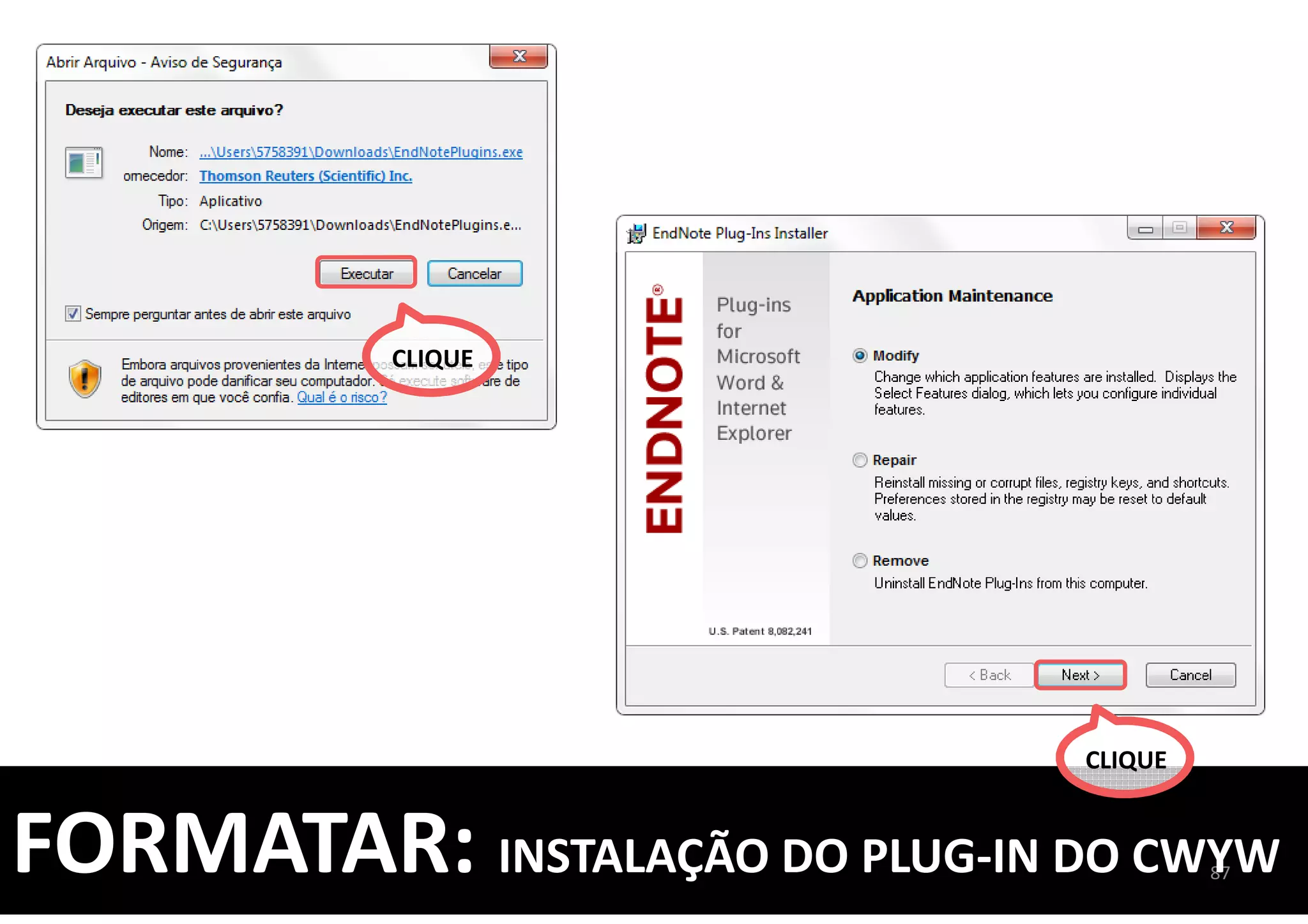 8787FORMATAR: INSTALAÇÃO DO PLUG-IN DO CWYW
CLIQUE
CLIQUE
 