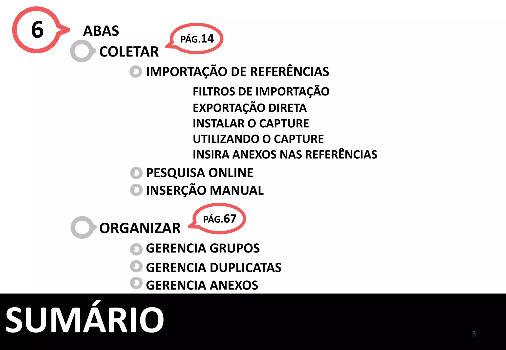 3	
  
O	
  QUE	
  É	
  ENDNOTE	
  BASIC?	
  
FORMATA	
  	
  
AS	
  CITAÇÕES	
  ENTRE	
  
MAIS	
  DE	
  	
  
1.000	
  	
  
ESTILOS	
  
DETECTA	
  	
  
E	
  GERENCIA	
  
REFERÊNCIAS	
  
DUPLICADAS	
  
ARMAZENA	
  ATÉ	
  
50.000	
  
REFERÊNCIAS	
  
NA	
  SUA	
  CONTA	
  
 