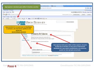 Aquí aparece  esta barra para editar la fuentes y escritosAquí presione la cruz para que se despliegue la ventana y de esta forma apaRezca esta opción de SELECCIONAR ARCHIVOAquí aparece Listos para editar ambos espacio, uno para el título de la entrada y el otro para la información detallada de lo que quiera manifestarles a los alumnos, puede ver este ejemplo presentado. Paso 4