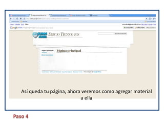 Así queda tu página, ahora veremos como agregar material a ellaPaso 4