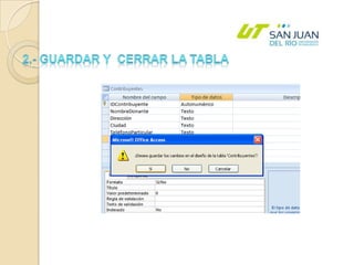 2.- GUARDAR Y  CERRAR LA TABLA
