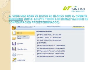 2.- Cree una base de datos en blanco con el nombre Negocios. (Nota: acepte todos los demás valores de configuración predeterminados).