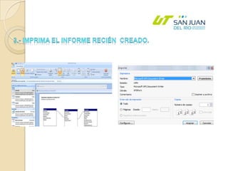 3.- Imprima el informe recién  creado. 