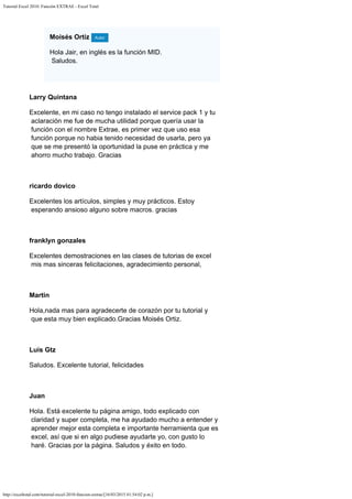 Tutorial excel 2010 función extrae | PDF