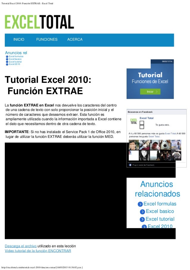 Tutorial Uso Excel 2010 | tutorial excel 2010 funci 243 n extrae Tutorial Uso Excel 2010 | tutorial excel 2010 funci 243 n extrae