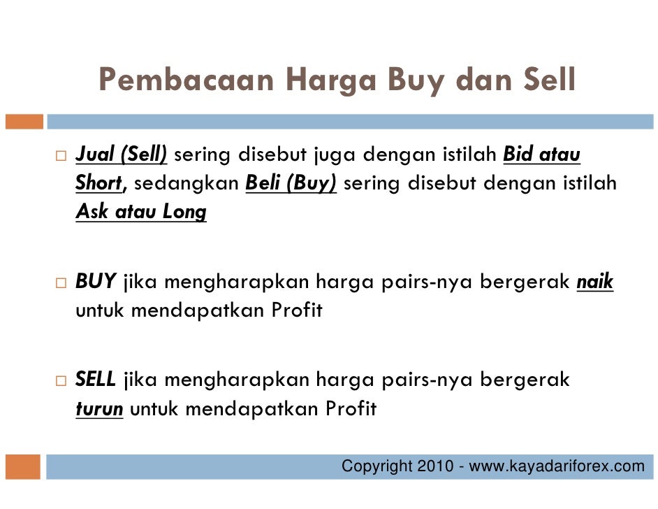 Istilah buy dan sell dalam forex