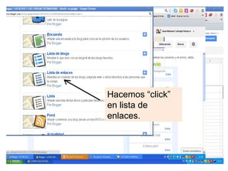 Hacemos “click”
en lista de
enlaces.