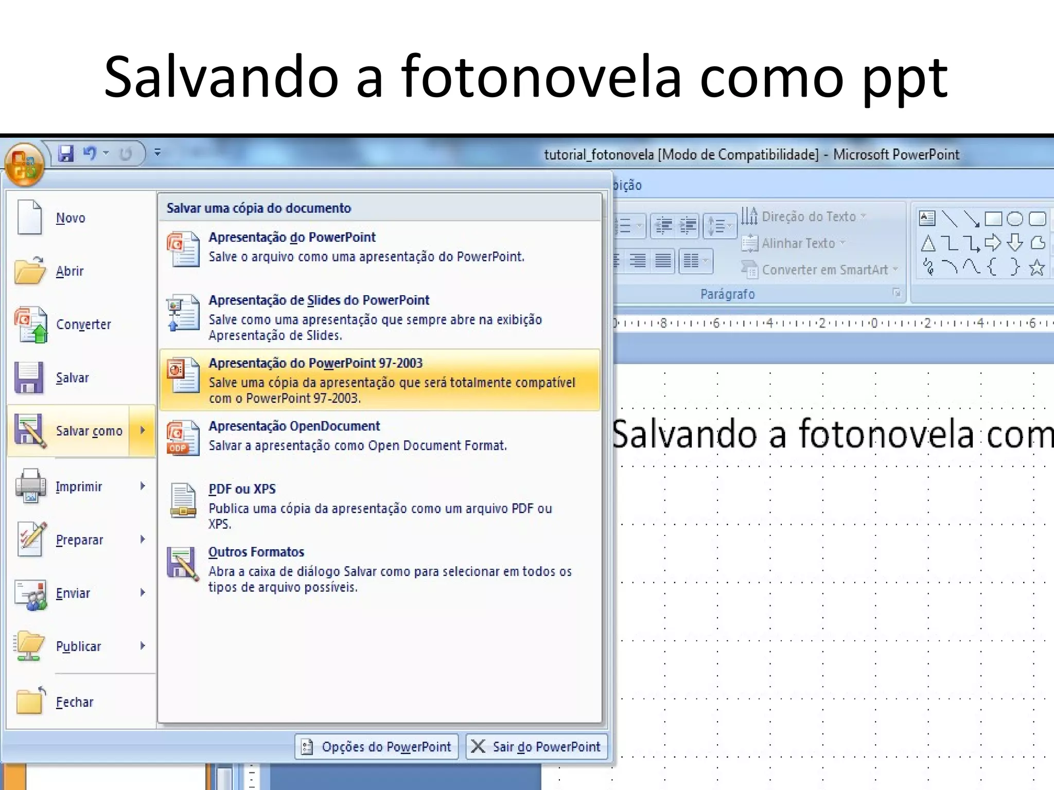 Salvando a fotonovela como ppt