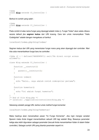 Tutorial framework codeigniter[fatihware.web.id] | PDF