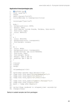 Tutorial framework codeigniter[fatihware.web.id] | PDF